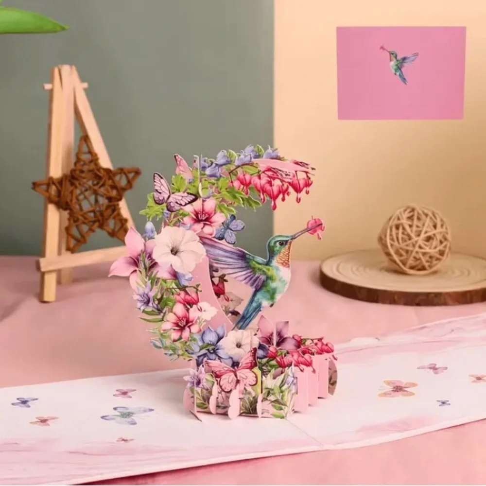 Floral Hummingbird 3D Card